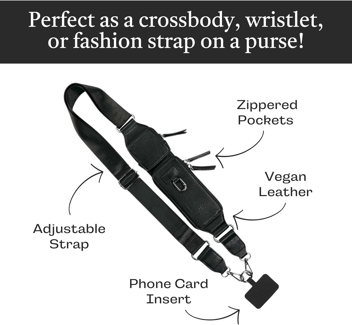 Save the Girls Zip & Clips Phone Lanyard Crossbody with Wallet for Women – Stylish and Lightweight Vegan Leather Phone Strap