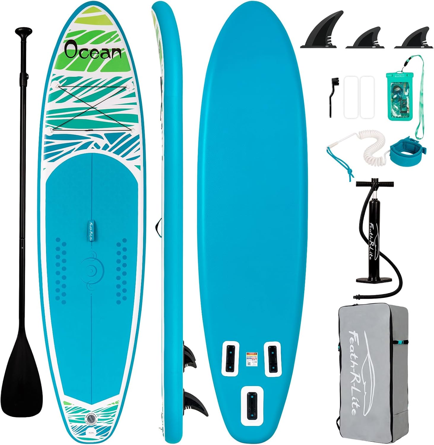 AQUALUST 10'8" CRUISER SUP Board Stand Up Paddle Surf-Board ISUP Mit Paddel 330cm Green