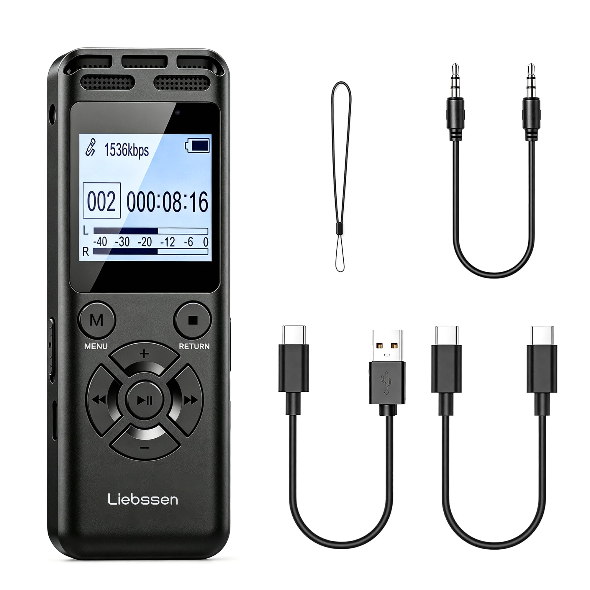 Liebssen Digital Voice Recorder with Playback, Enhanced Audio Dictaphone (V52-8G)