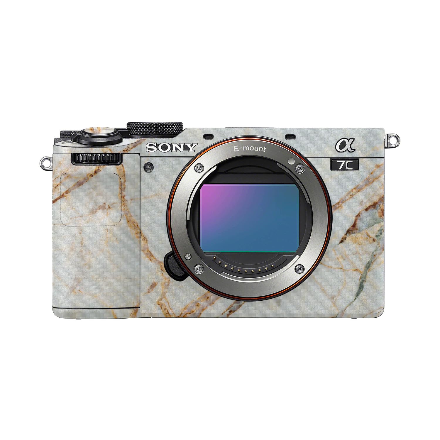 Carbon Fiber Camera Skin Compatible with Sony A7C Mark II (2023) - Antique Marble - Premium 3M Vinyl Protective Wrap Decal Cover - Easy to Apply | Crafted in the USA by MightySkins