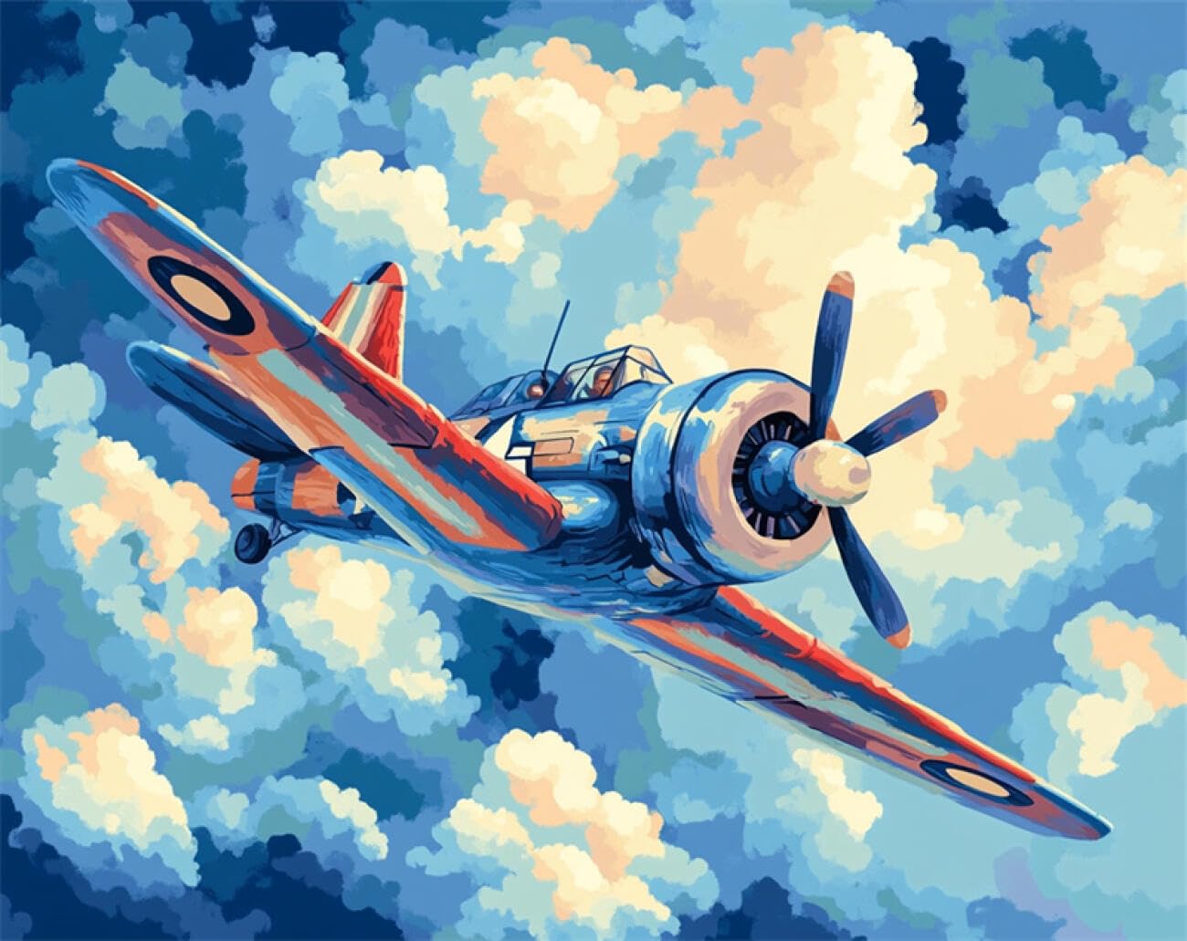 AMBATTERY Tapestry Kit Retro Airplane DIY Crochet Kit Embroidery Set Rug Making Canvas Kits Needlework Crafts for Home Decor 35x46in