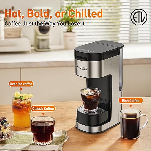 Miniatura 2 de Cafetera de una sola taza, para tazas K y molidos, 3 estilos de preparación, máquina de café de 6 a 12 onzas con bandeja de goteo y depósito Romvable