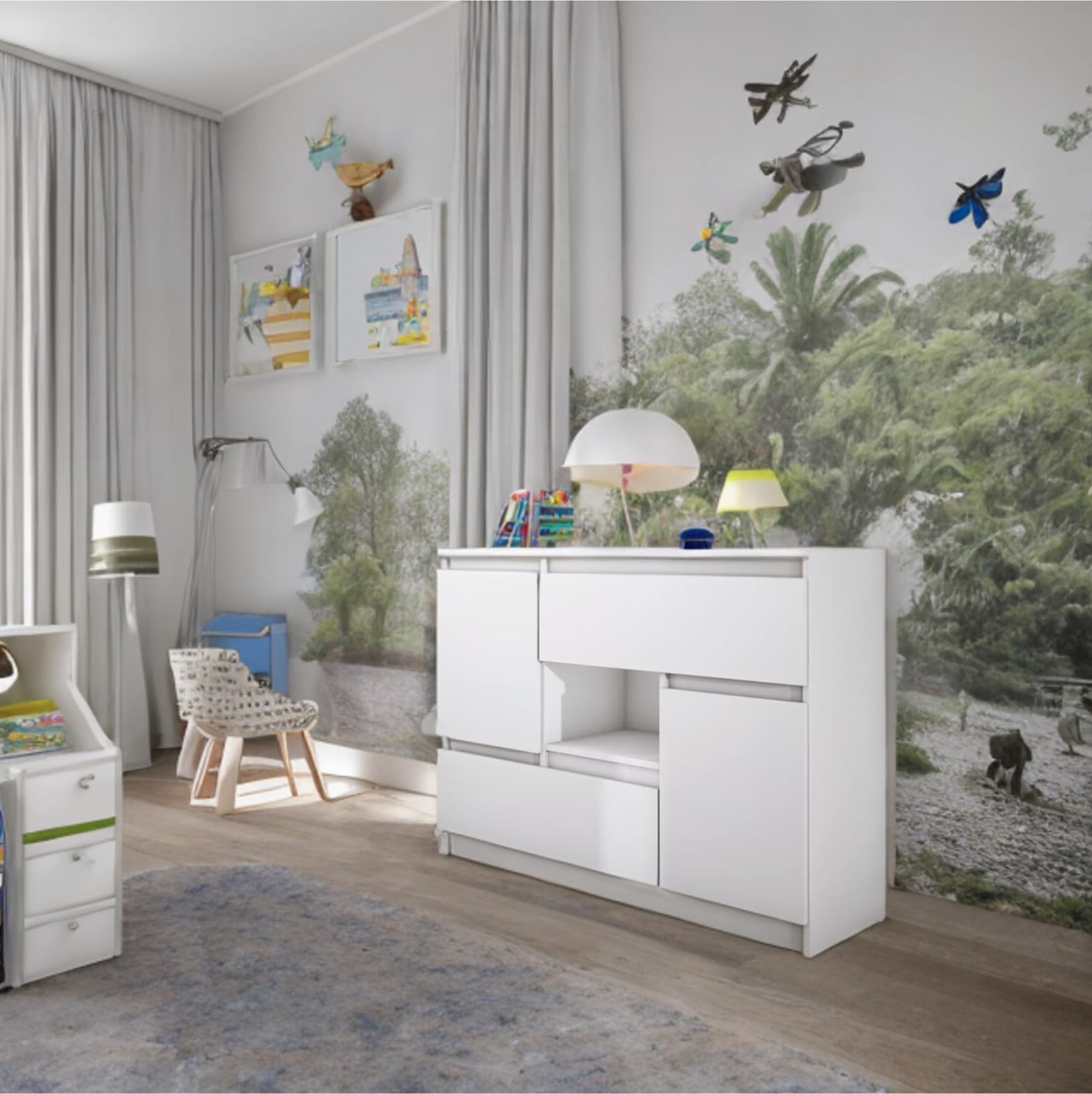 Commode DEMI 120 cm avec six tiroirs de style scandinave, Couleur