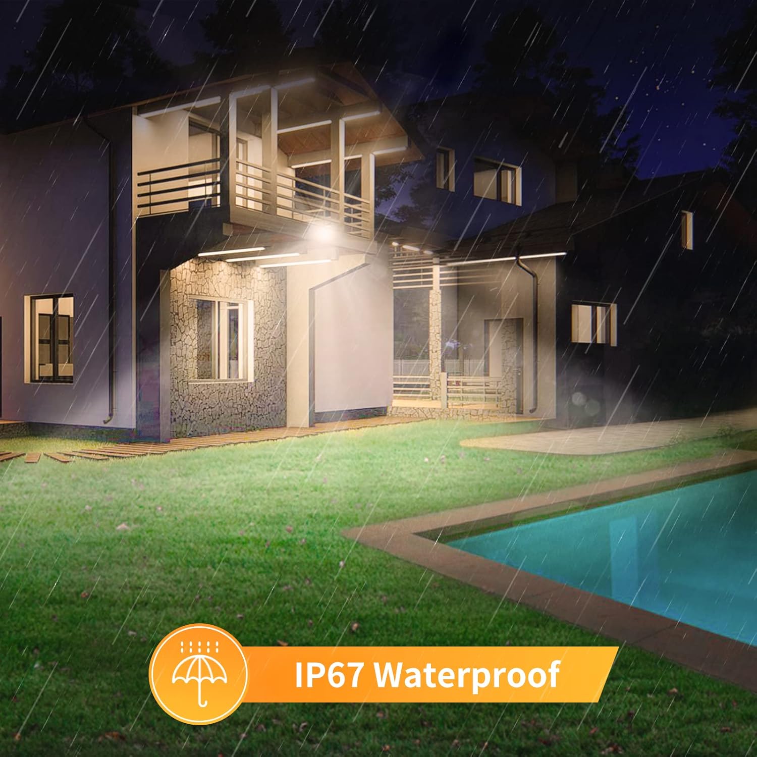Viugreum 10 Pack LED Flood Light Outdoor, 300W (1800W Halogen Equiv), Thinner and Lighter Design, Waterproof IP65, 30000LM, Warm White (2800-3200K), Super Bright Security Floodlight