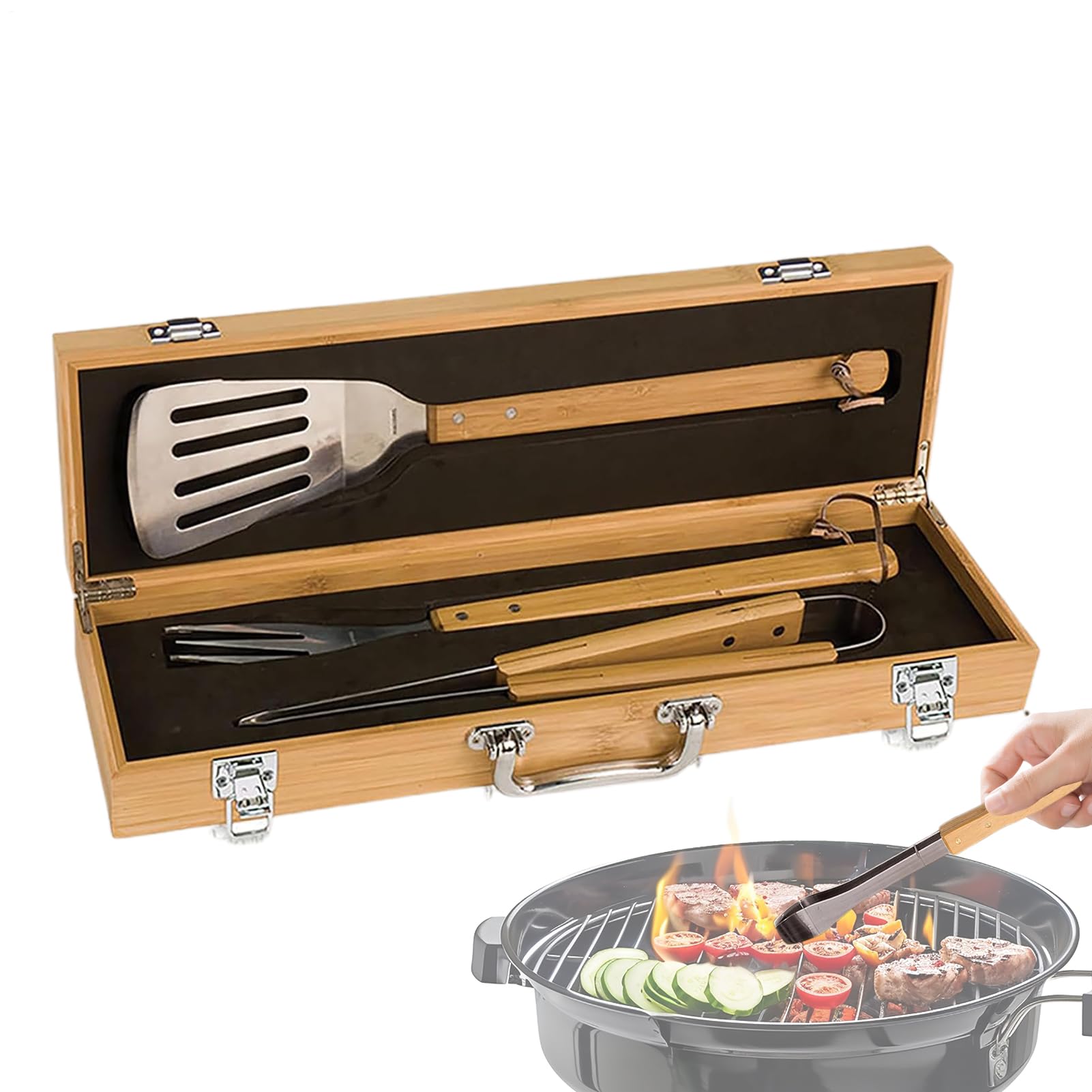 Juego De Herramientas para Barbacoa Set De Herramientas para Parrilla | Accesorios De Asado Con Maletín Utensilios Para Barbacoa Exterior Camping Reuniones Familiares Al Aire Libre