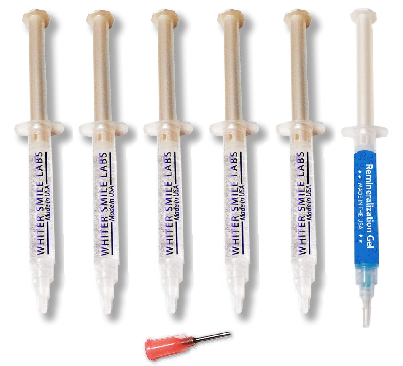 5 XL 38% High Intensity Teeth Whitening Gel Syringes - USA Dental Lab Direct - Sensitivity Free Carbamide Peroxide Tooth Bleaching Gel w/Remineralization Gel