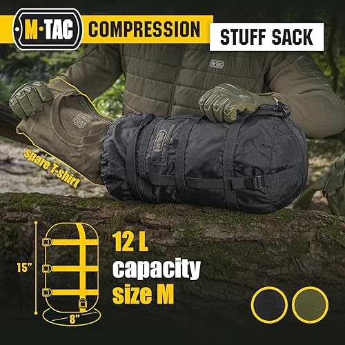 Miniatura 4 de M-Tac Saco de compresión para saco de dormir militar resistente al agua, bolsa de compresión ligera de nailon para viajes, campamento, senderismo