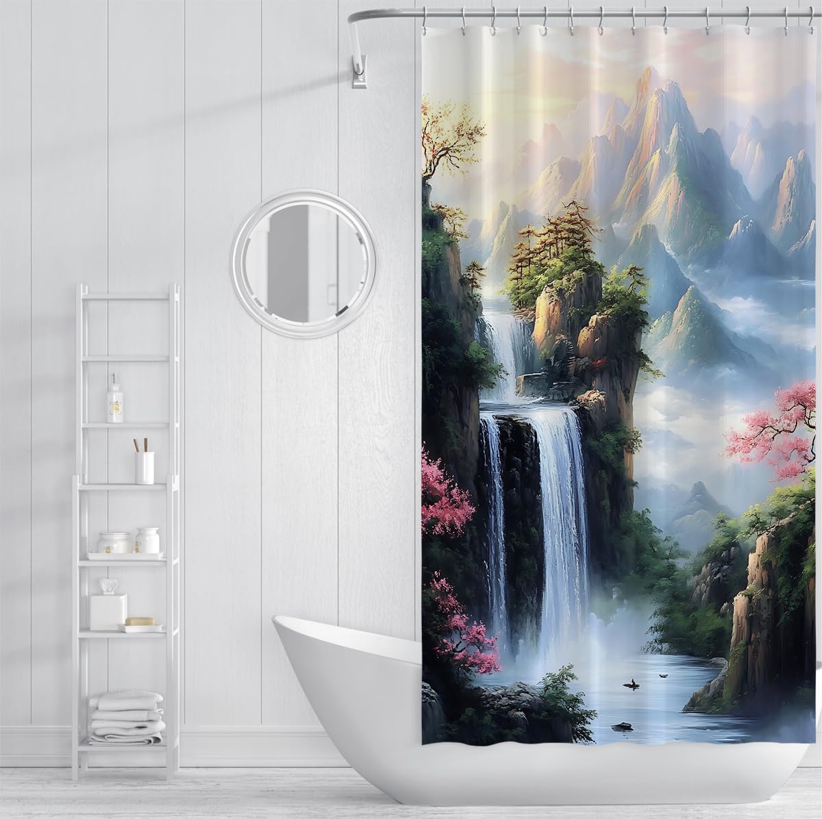 Cortina Ducha montaña Tinta Oriental baño W220xL180 cm