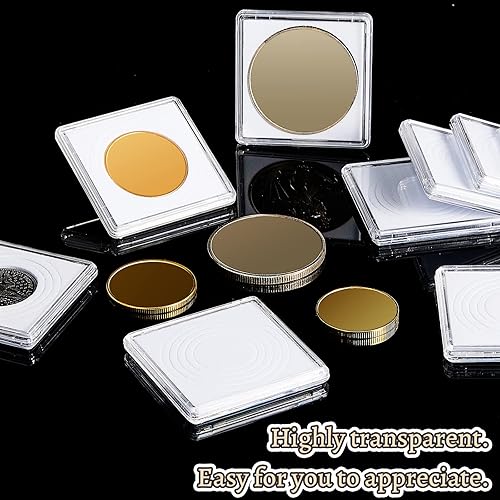 Miniatura 4 de Soporte para monedas de acrílico plateado de 2 x 2 pulgadas, soporte para monedas de medio dólar de 2 x 2 pulgadas, para coleccionistas, fundas para