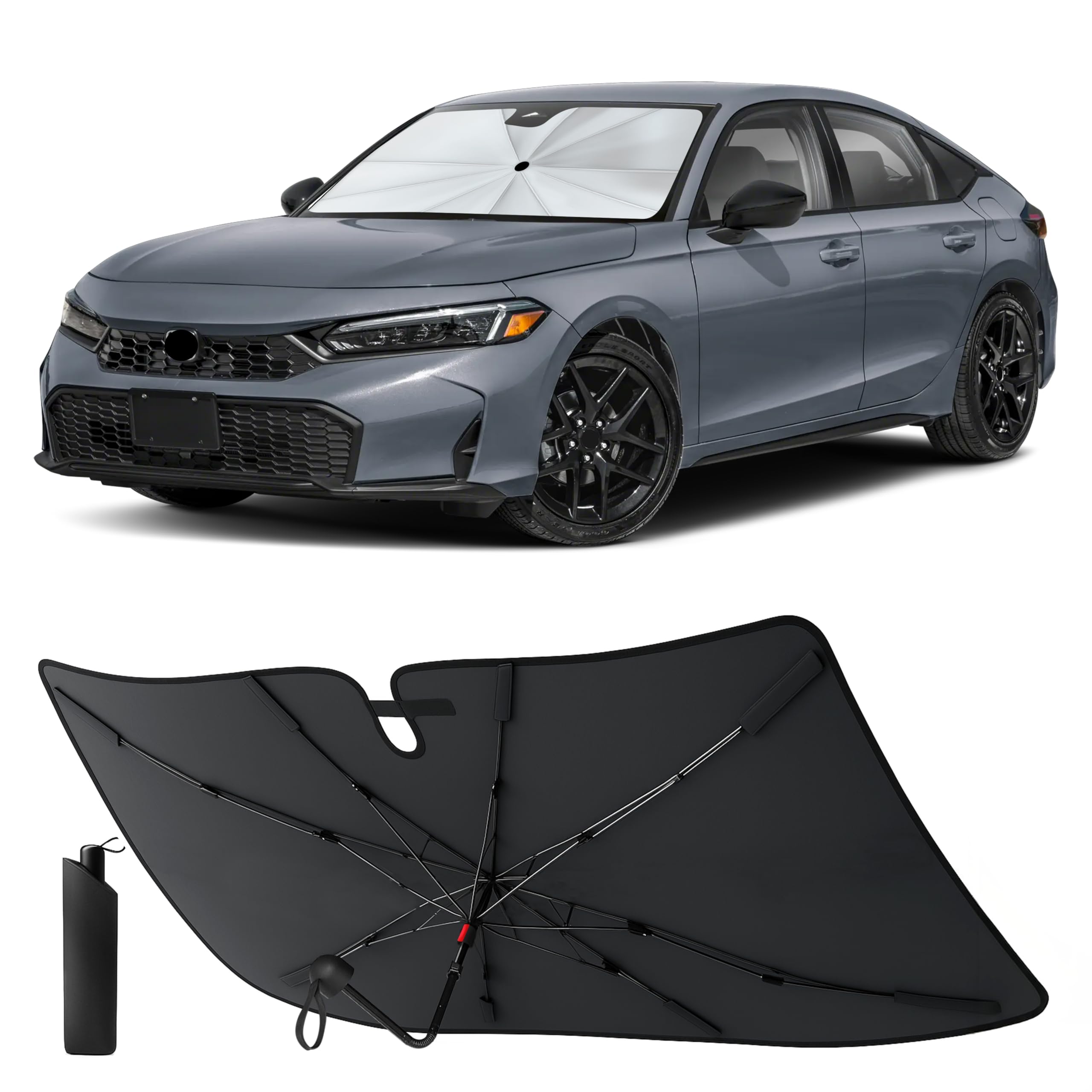 EcoNour Umbrella Foldable Windshield Sun Shade Fit for 2022-2024 2025 2026 Honda Honda Civic Sunshade, Front Car Window Shades Sun Visor, UV Protection, Heat Blocker, Car Accessories Fit for Honda Civic 2022-2026