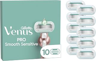 Gillette Venus Lames de Rasoir Femme, 10 Rechanges Pro Smooth Sensitive, épilateur Rasage