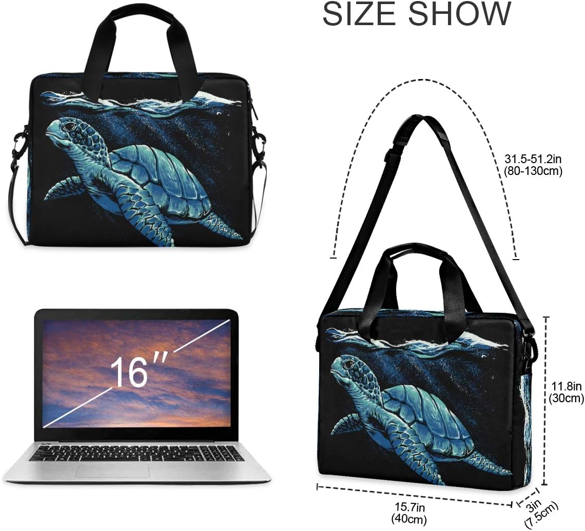 ALAZA Ocean Turtle Art Laptop Case Bag Sleeve Portable Crossbody Messenger Briefcase w/Strap Handle, 13 14 15.6 inch