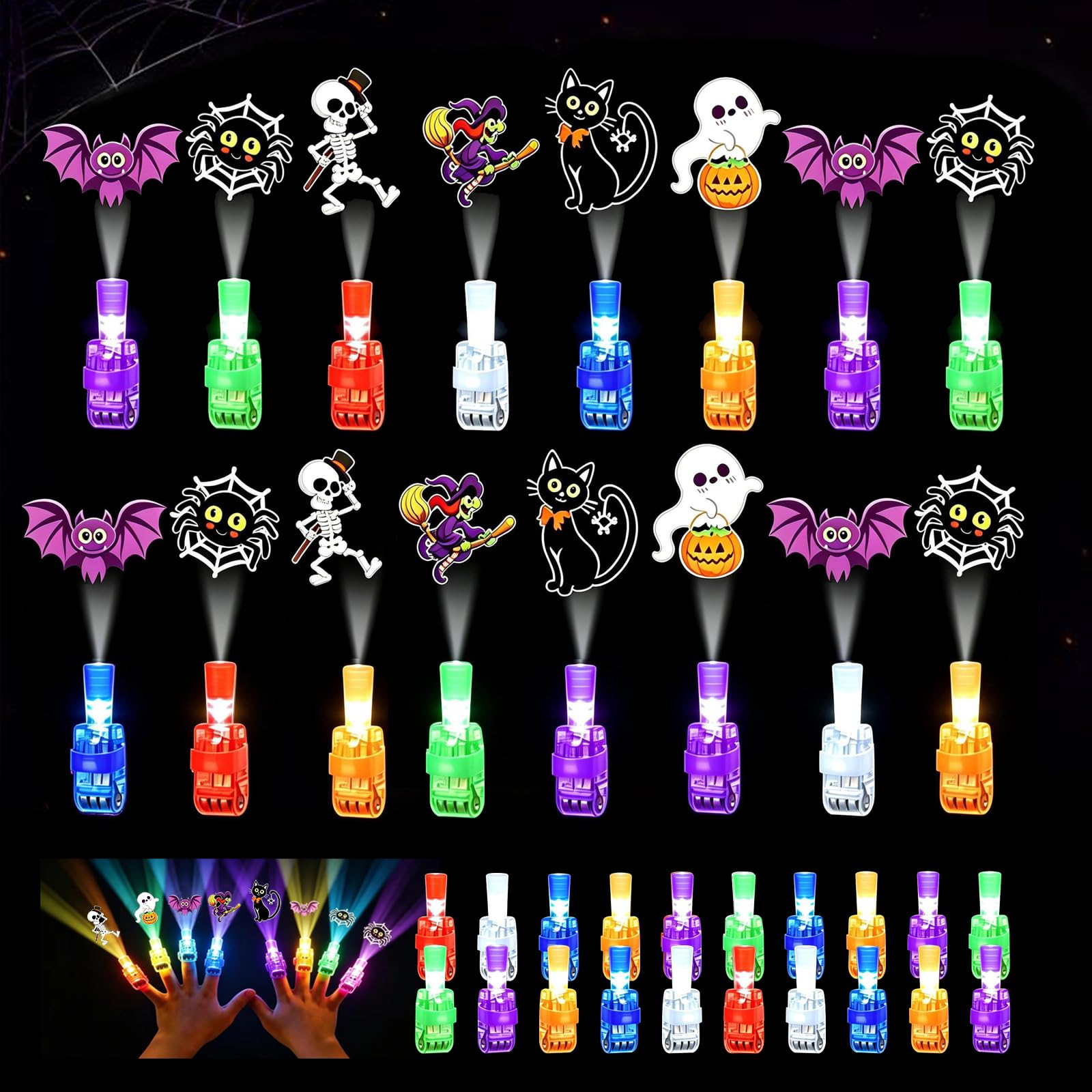 RURIZHONGTIAN 36 Pack Luces de Dedos Halloween — Halloween proyector Dedos