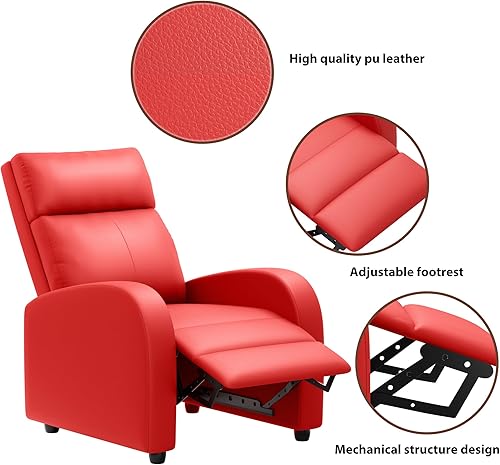 Miniatura 5 de JUMMICO Silla reclinable ajustable para cine en casa, sofá reclinable individual con cojín de asiento grueso y respaldo, sillón reclinable moderno