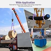 Vista 7 de 2 eslingas de elevación de factor de seguridad 5:1 de 1 pulgada x 3.3 pies, 2204 libras, correa de elevación de poliéster de 2 capas con ojo y ojo