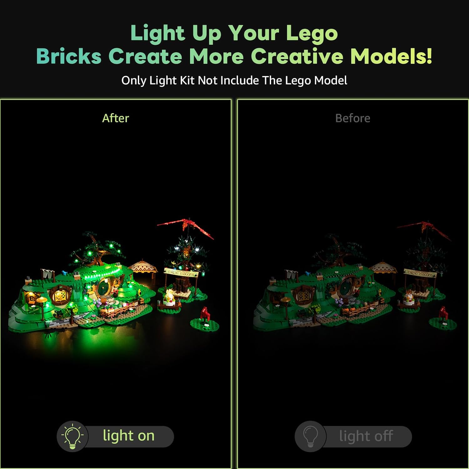 Kyglaring LED Light Kit Compatible with Lego The Shire 10354 Building Blocks, Upgraded Lighting Accessories for 10354 Model Set, Lights Only (Model Not Included), Classic Version.
