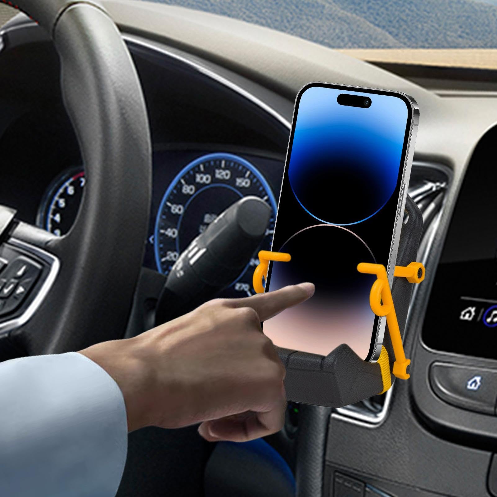 Supporto per telefono per bocchetta 'aria 'auto, supporto per telefono per bocchetta 'aria 'auto, design con sedile da corsa, con cintura di sicurezza per telefoni