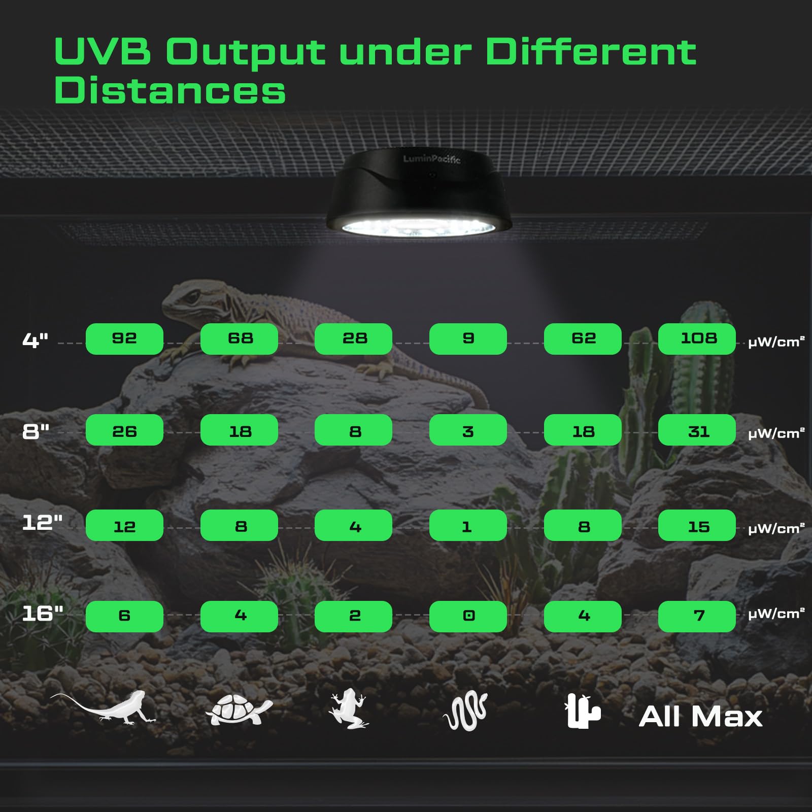 Luz UVB para reptiles con control remoto, lámpara UVA UVB FR para reptiles de la selva tropical y del desierto, zonas Ferguson 1-4, interruptor de temporizador, 10 regulables, para dragón