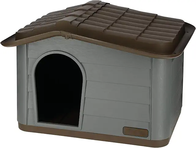 Casa para Gatos Paola Eco de Plástico Reciclado, Verde Gris/Marrón, 60x51x41 cm