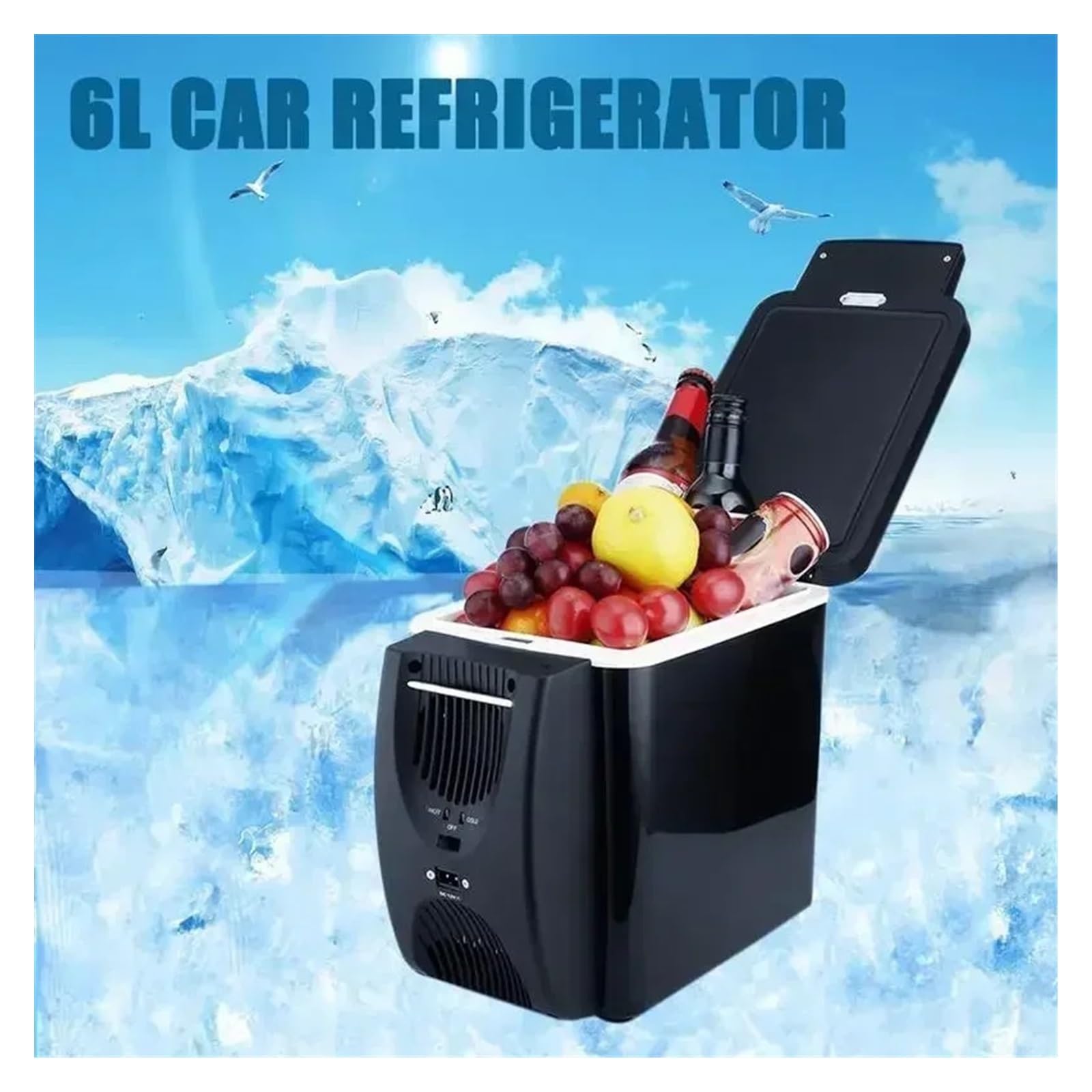 Minicongelador eléctrico for Coche de 6 l y 12 V, refrigerador y Calentador for Coche, Nevera portátil de Viaje.(6L 12V Black)