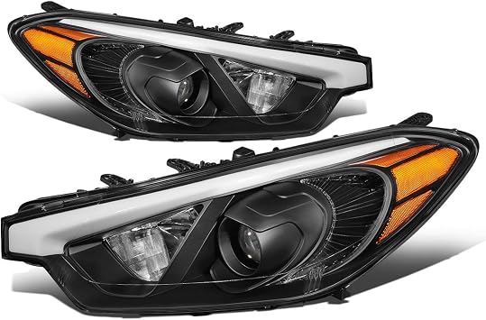 Auto Dynasty Projector Headlights Assembly Headlamps Compatible with Forte 5 Koup 2014 2015 2016, Driver and Passenger Side, Black Housing Amber Corner