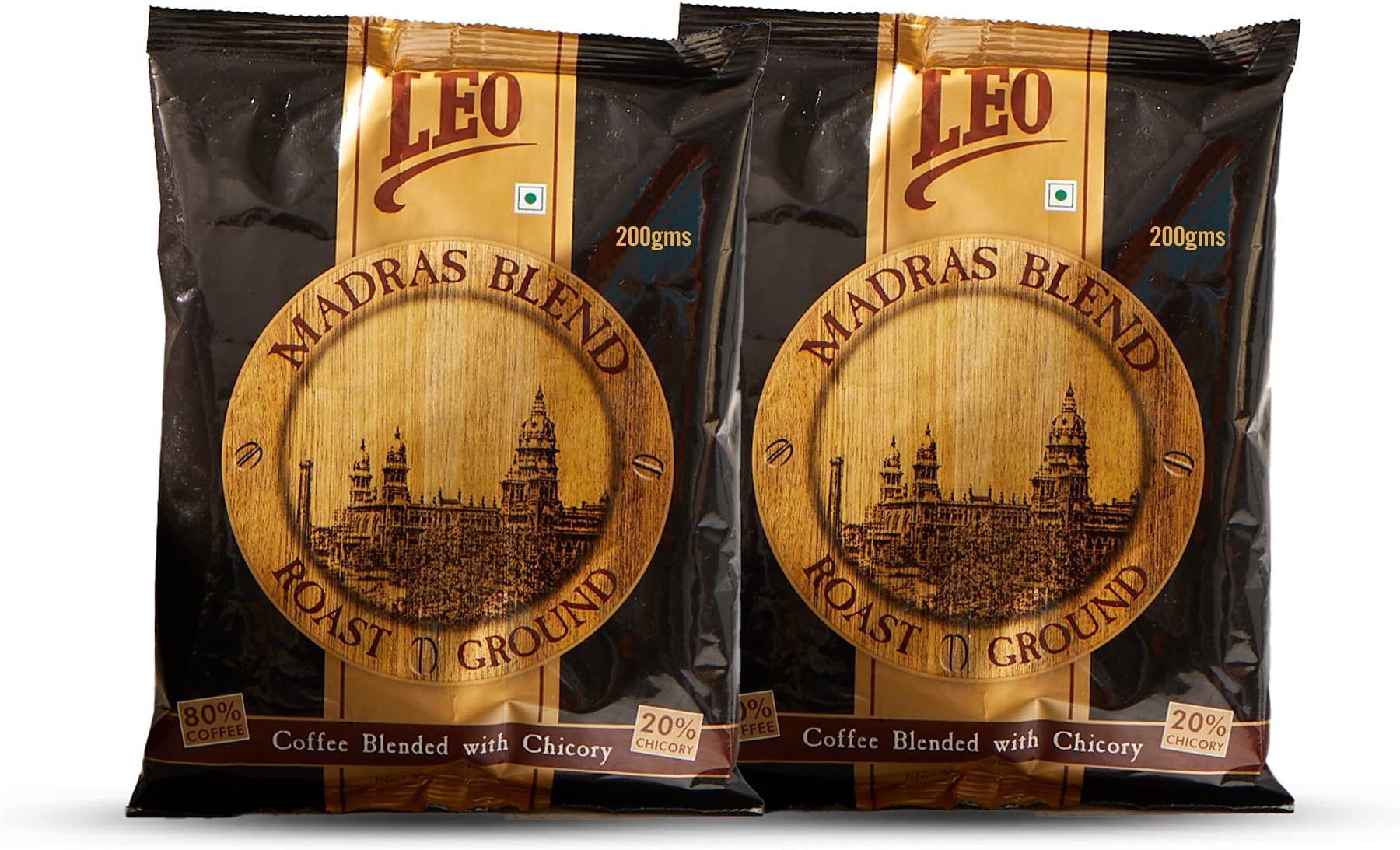 LEO COFFEE Madras Blend Coffee, Roast Ground Filter Coffee Powder, 200G (Pack Of 2), Packet