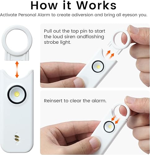 Miniatura 2 de La alarma de seguridad personal original para mujeres por mujeres, sonido de sirena fuerte, luz LED estroboscópica SOS, sé seguro con alarma