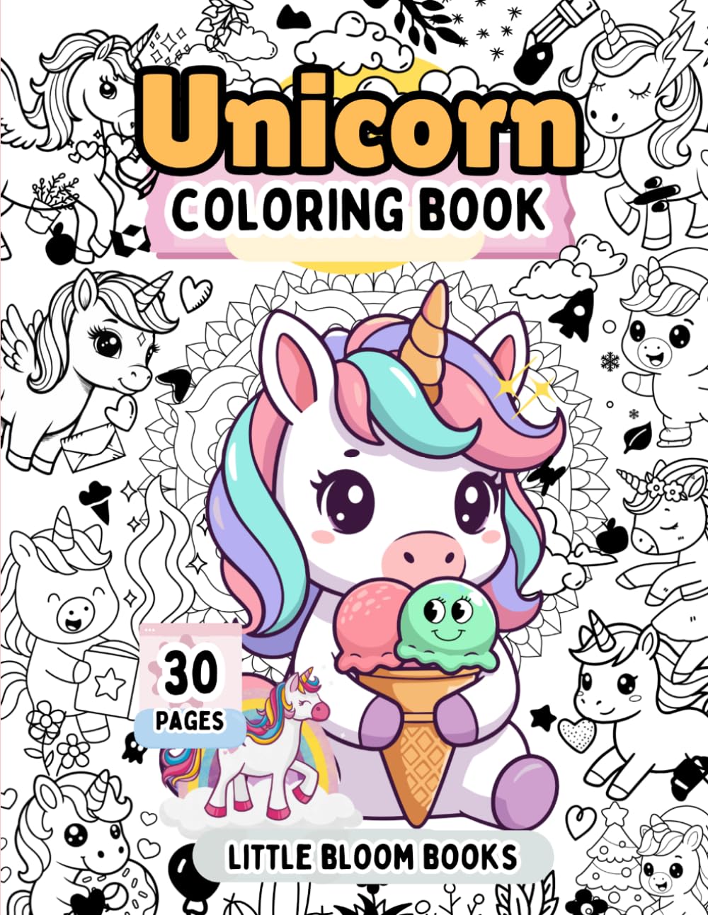 Unicorn Coloring Book for Kids Ages 3-6: 30 Fun & Easy Magical Unicorn Coloring Pages for Girls and Boys