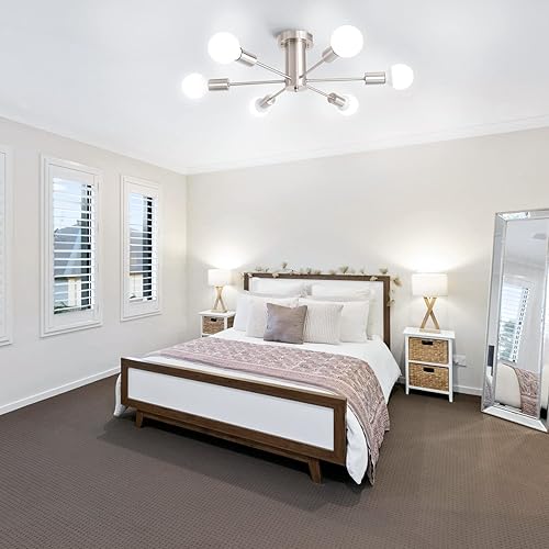 Miniatura 6 de KOSTOMO Luminarias de Cocina 6 Luces Luminaria de Techo Montaje en Nickel Moderno Semi Empotrado Iluminación Lámpara Sputnik para Dormitorio Comedor