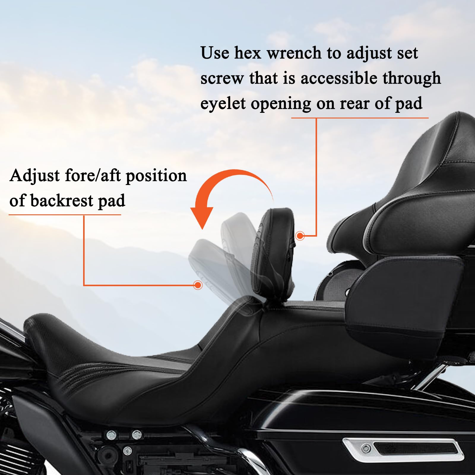 FOVPLUE Oparcie kierowcy, odpinane, regulowane oparcie kierowcy do Harley Street Glide Road King 2009-2022 Ultra Limited FLHTK FLHTKL CVO Limited FLHTKSE Street Glide FLHX Style 3