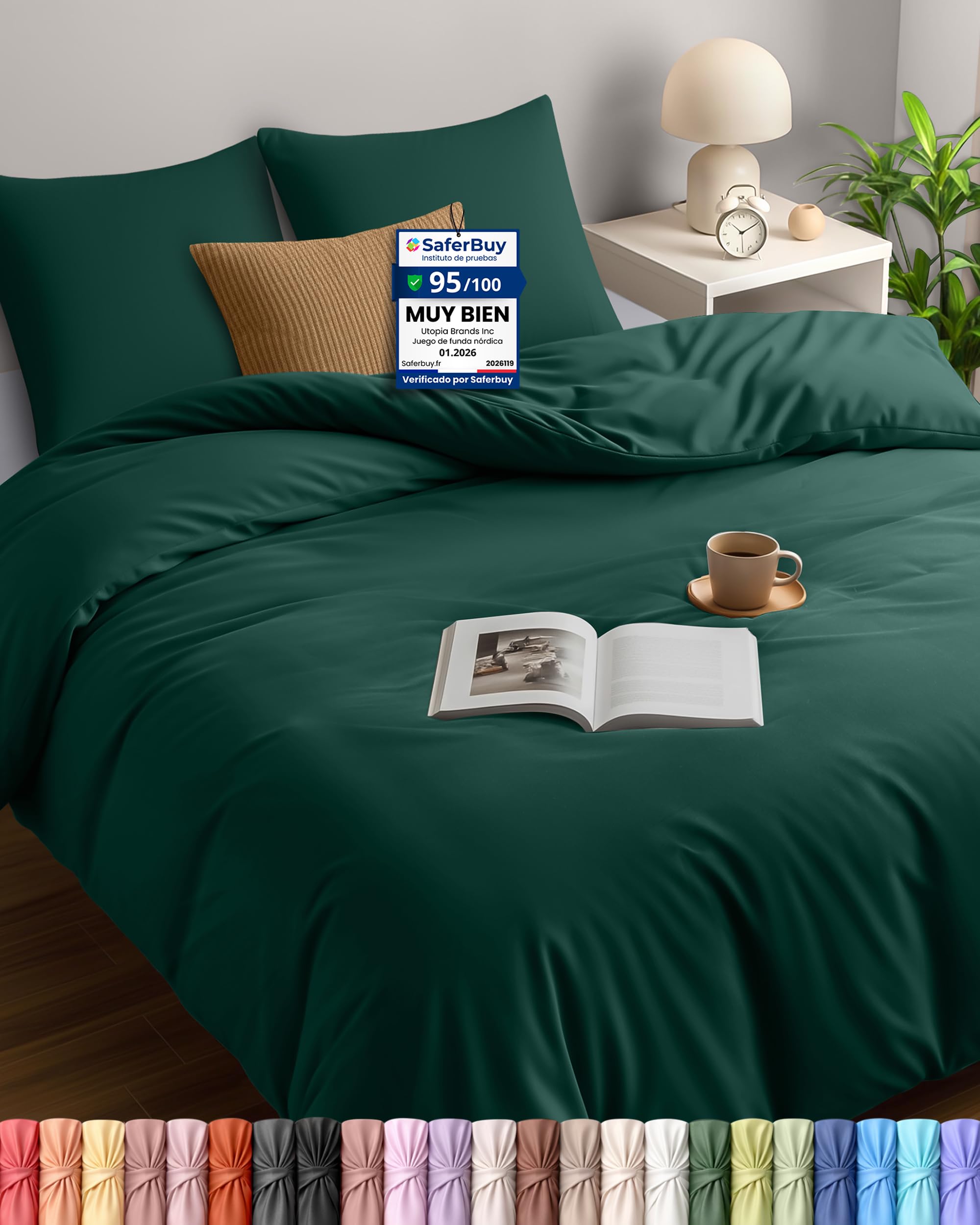 Utopia Bedding Funda Nordica Cama 180 240x260, Esmeralda