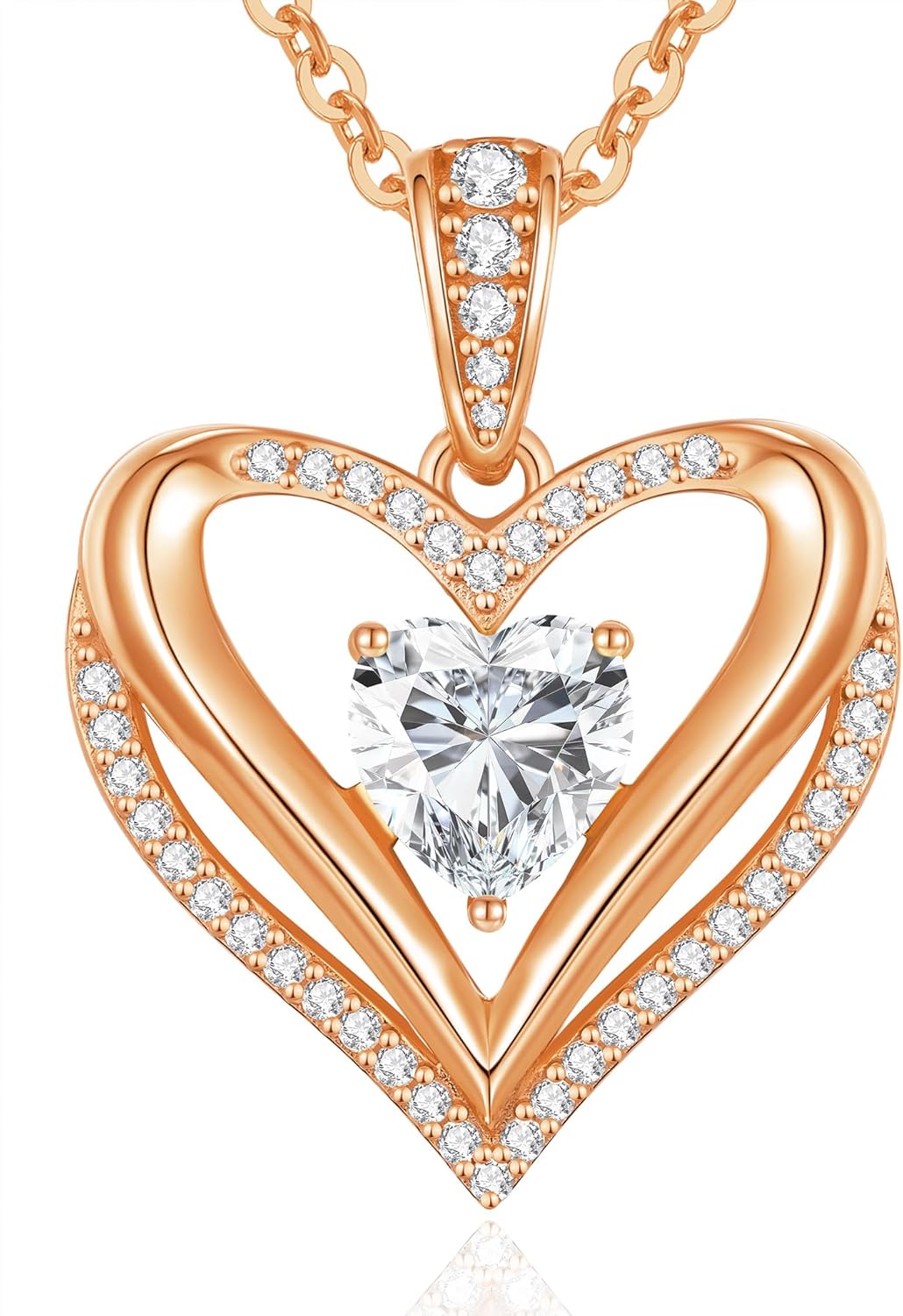 Moissanite Infinity Love Heart Pendant Necklaces for Women, 1-3 Carat 925 Sterling Silver 18K Gold Plated Engraved with"I LOVE YOU', Anniversary Birthday Present Jewelry Christmas Valentines Day Gift for Women Wife Girlfriend Her