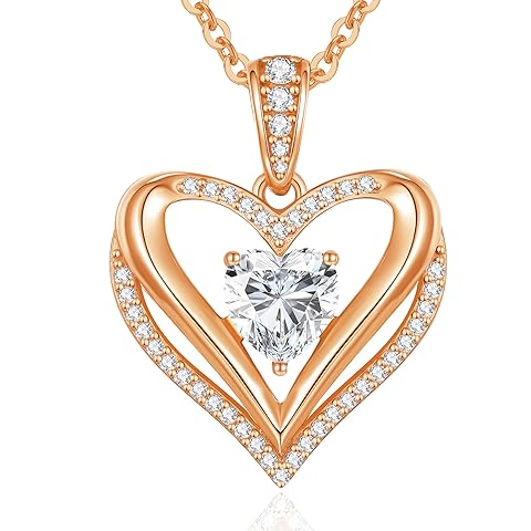 Moissanite Infinity Love Heart Pendant Necklaces for Women, 1-3 Carat 925 Sterling Silver 18K Gold Plated Engraved with