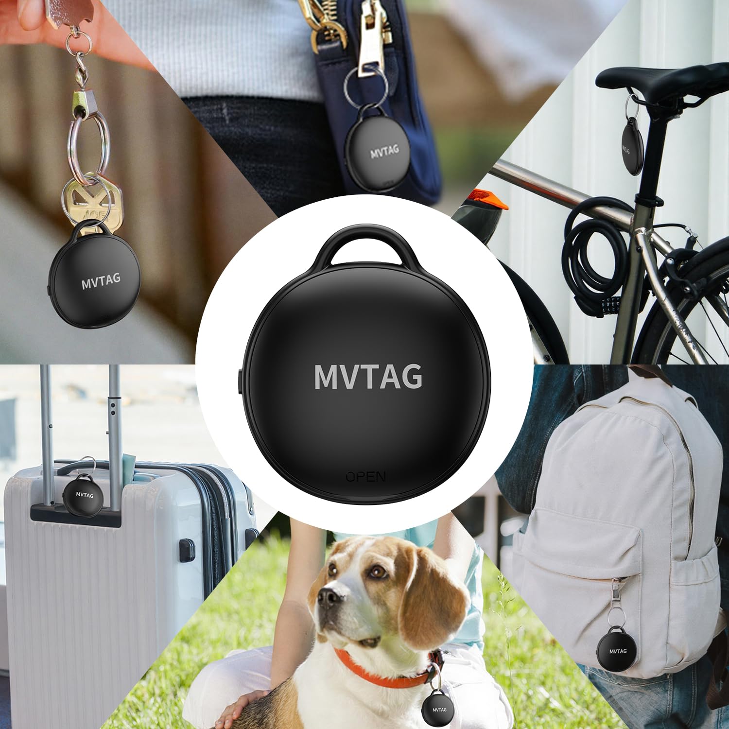 Lot de 4 localisateurs de clés Tag - Compatible avec Apple Où est ? APP (iOS Uniquement) - Étanche IP68 - pour clés/valises/Bagages/Sacs, Bluetooth Key Finder Tagg