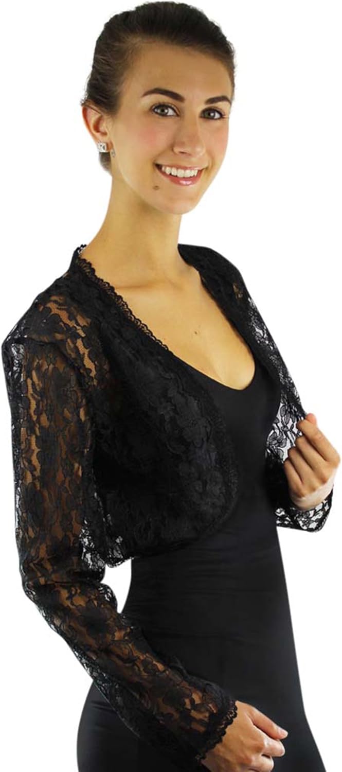 Long Sleeve Dressy Lace Cropped Bolero Shrug Jacket