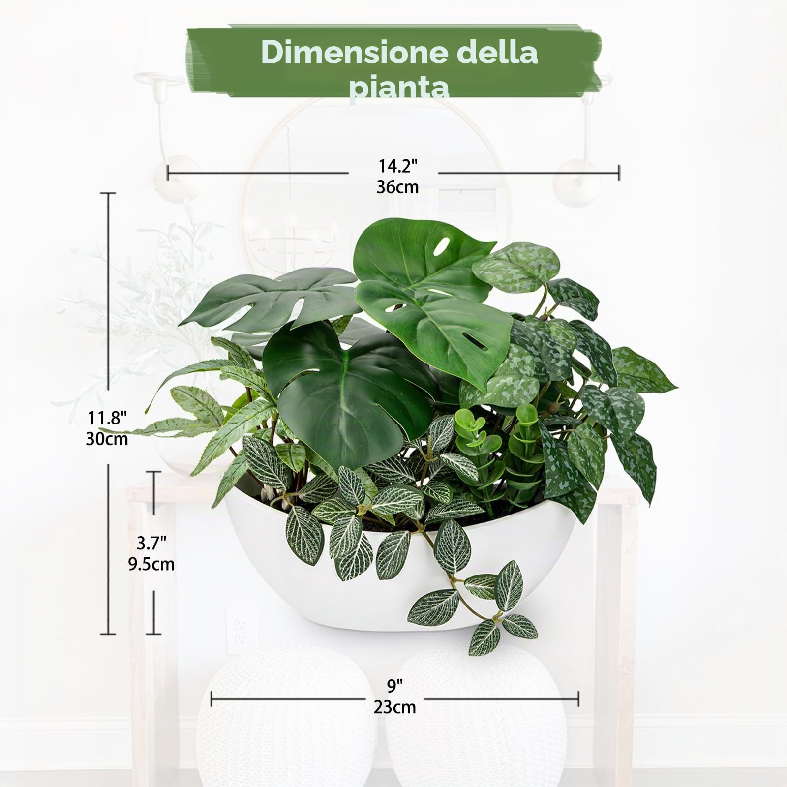 Hollyone Piante artificiali miste da 30 cm, in vaso bianco, piante finte decorative con vaso da barca, piante finte per interni per decorazione domestica, camera da letto, bagno, cucina, bagno