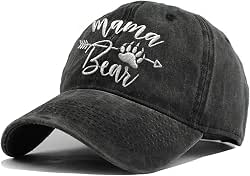 Women's Mama Bear Arrow Baseball Hat Embroidered Washed Denim Mom