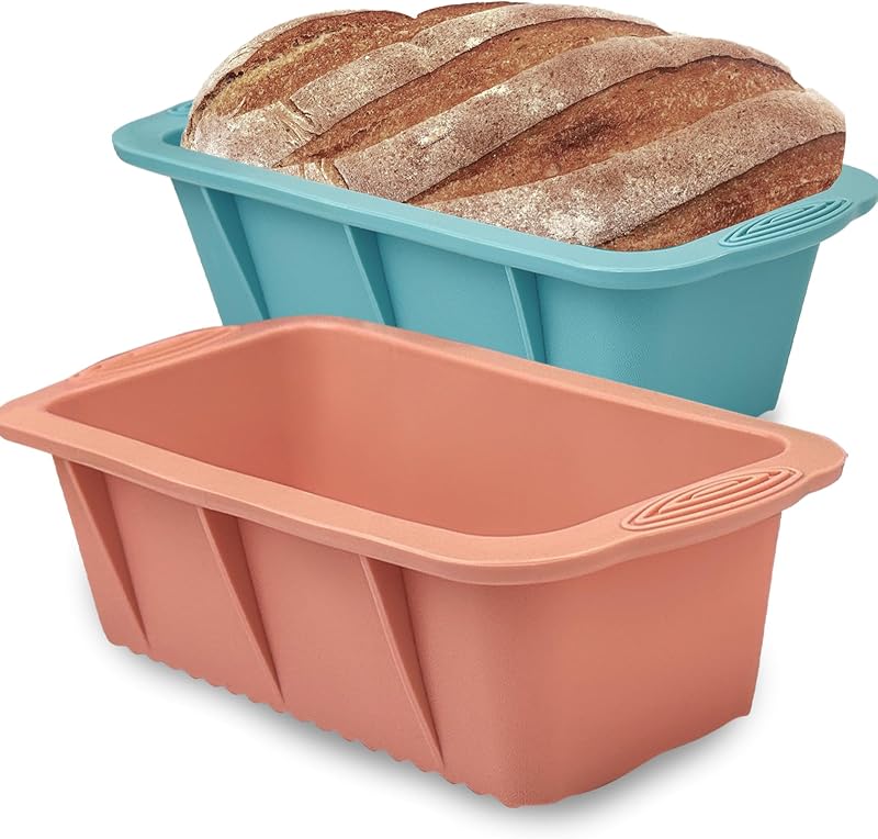 Koolstuffs Molde de silicona para pan, 2 moldes rectangulares antiadherentes para horno, pan, pasteles, fácil liberación | Moldes para hornear rectangulares antiadherentes para horno, pan, pasteles, fácil liberación