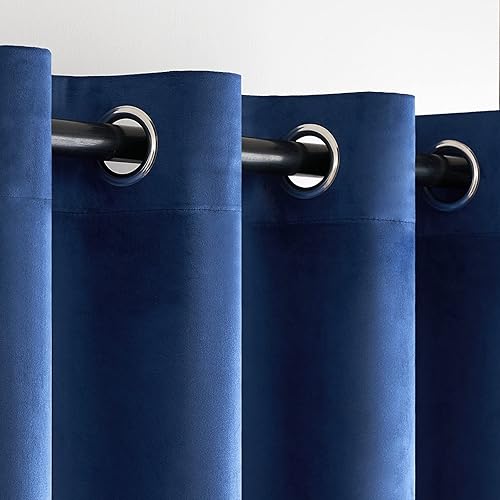 Miniatura 4 de Cortinas de terciopelo azul oscuro de 84 pulgadas de largo, aisladas, insonorizadas, para sala de estar, cortinas de ventana con ojales para