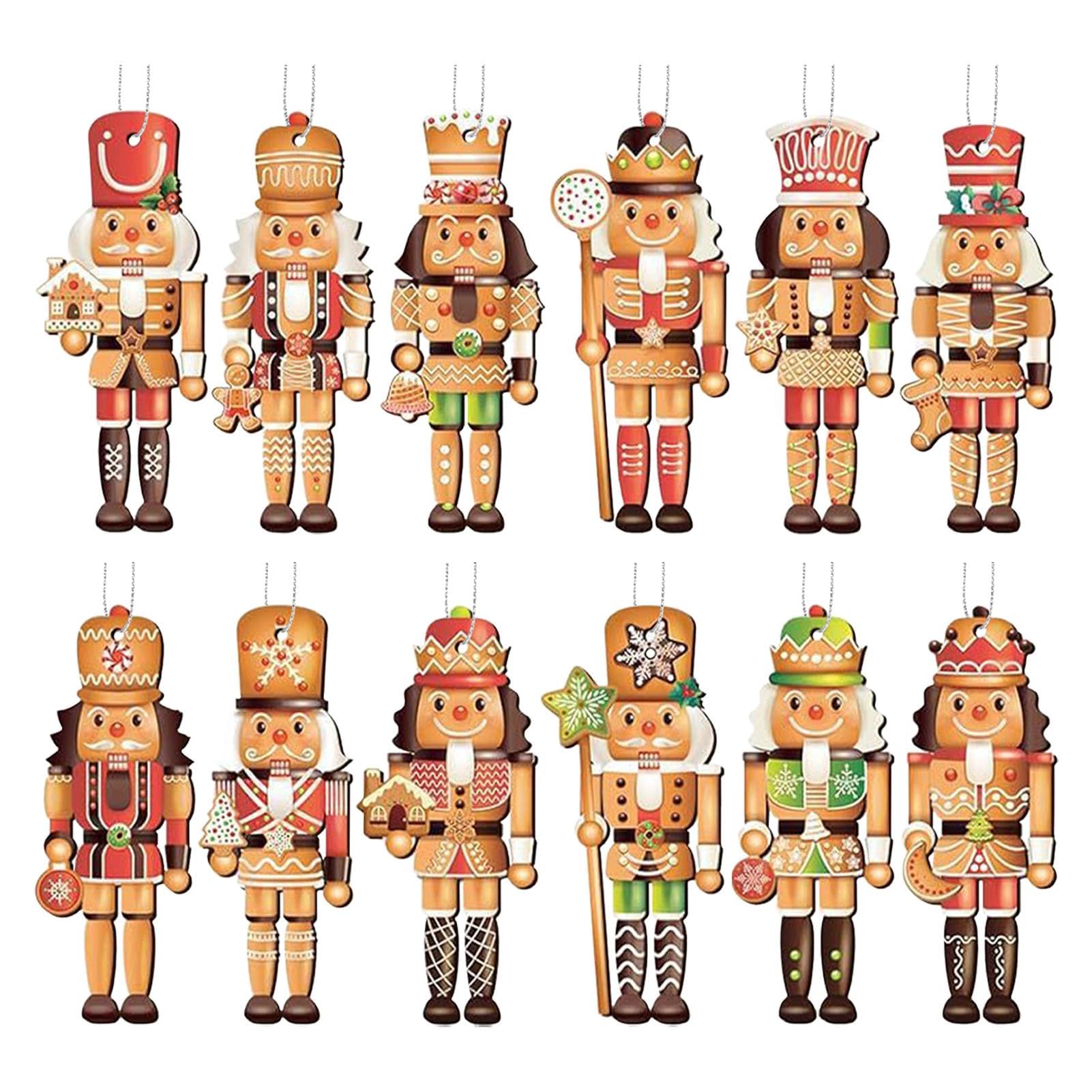 Fulenyi Multicolor Pack Of 12 Christmas Nutcracker Wooden Soldier Ornaments Tree Decorations