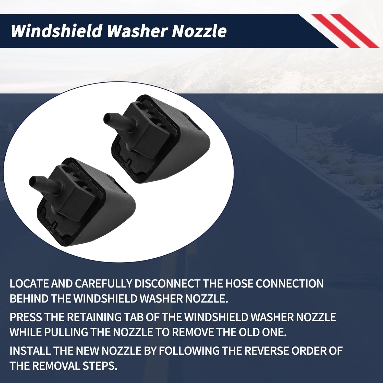 2Pcs Front Windshield Washer Nozzle Fit for Ram ProMaster 1500 2500 3500 2014-2022 3.0L Diesel / 3.6L Gas Window Wiper Spray Sprinkler Replacement 5PN18JXWAA 5PN18JXWAB 60935999 53273360