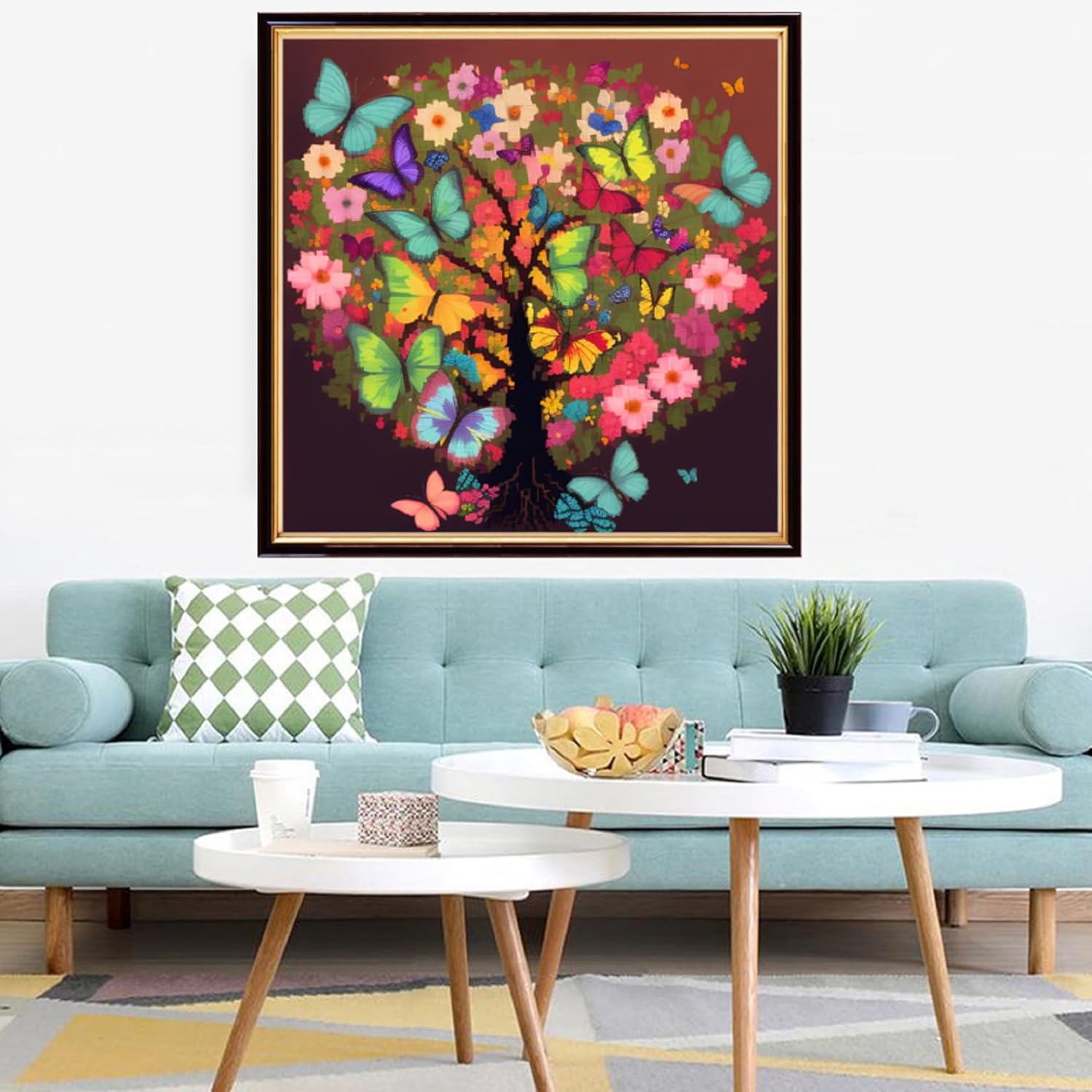 Redxing Stamped Cross Stitch Kits Embroidery kit for Beginners Adults Full Range of Embroidery Patterns Starter Kits DIY Printed Cross Stitch Kits Needlepoint Kits 11CT-Colorful Tree 17.7x17.7 inch