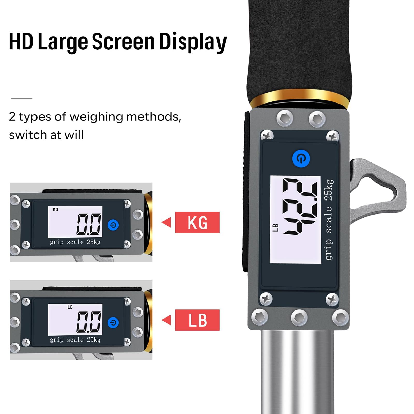 Báscula Digital para Peces, agarrador de Labios para Peces Profesional de Acero Inoxidable, alicates de Pesca multifuncionales Báscula de Peso de 25 kg / 55 LB,Negro