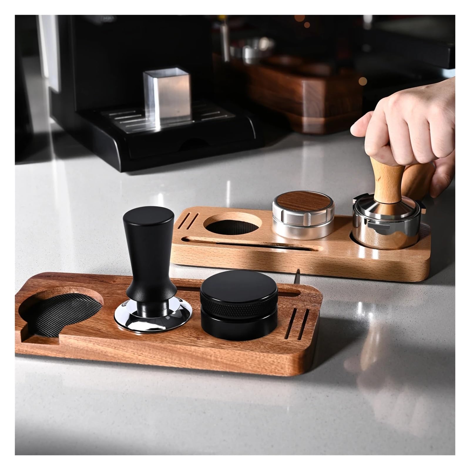Soporte De Estación for Tapete De Café De 51MM, 54MM Y 58MM, Soporte for Portafiltro, Base De Soporte De Nogal for Accesorios De Espresso, Estable(58mm-Sapele)