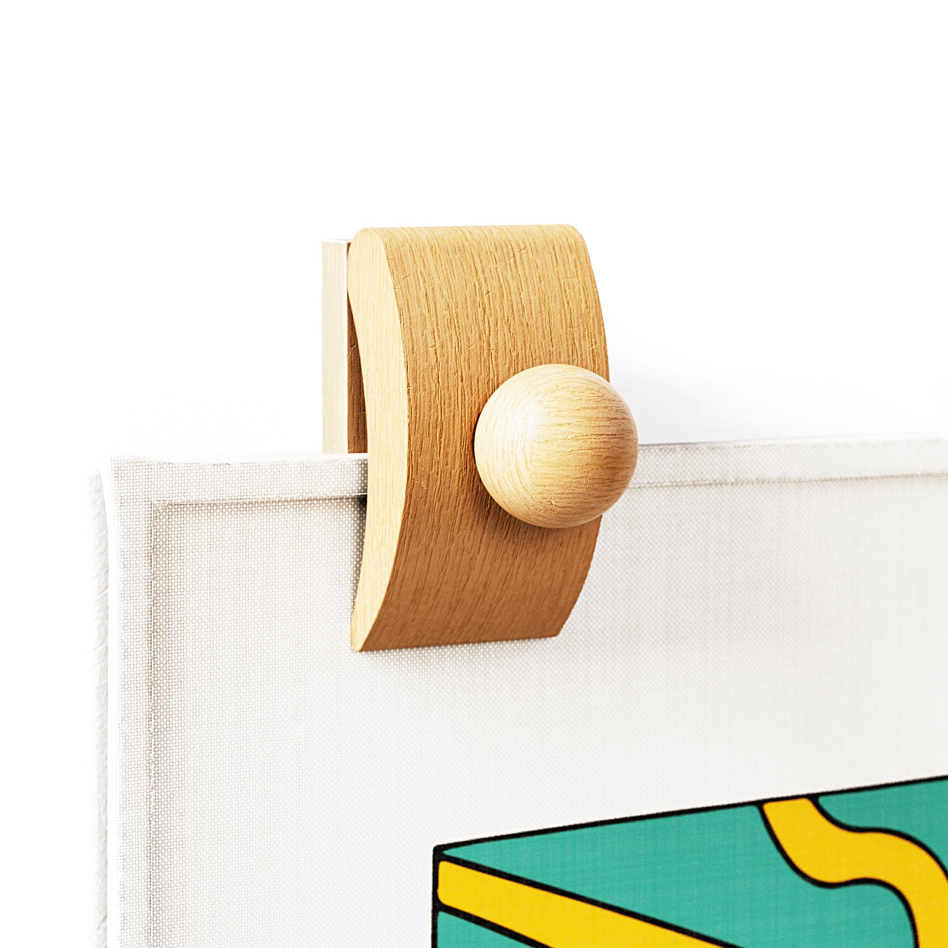 4 Tapestry Hangers Small, Quilt Hangers for Wall Hangings, Blanket Hanger Clamps, Carpet Rug Display, Wooden Wall Clips for Hanging (Light)