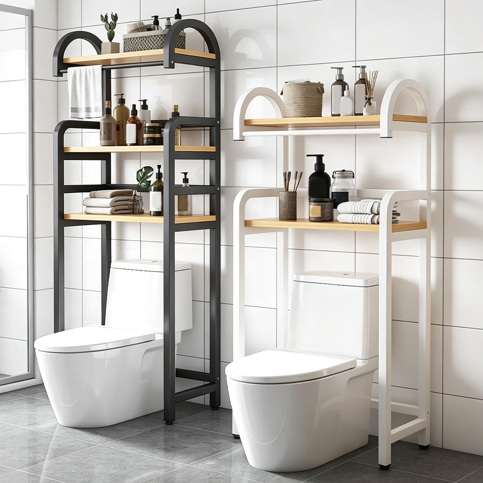 2/3-stöckiges Aufbewahrungsregal über der Toilette, Badezimmer-Organizer