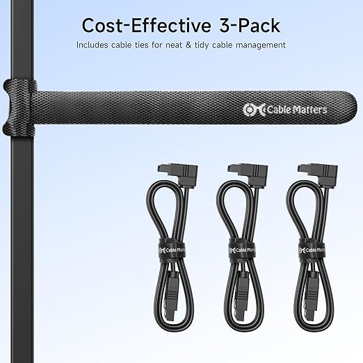Cable Matters 3 Paquetes Cable SATA 90 Grados 18 Pulgadas miniatura 7