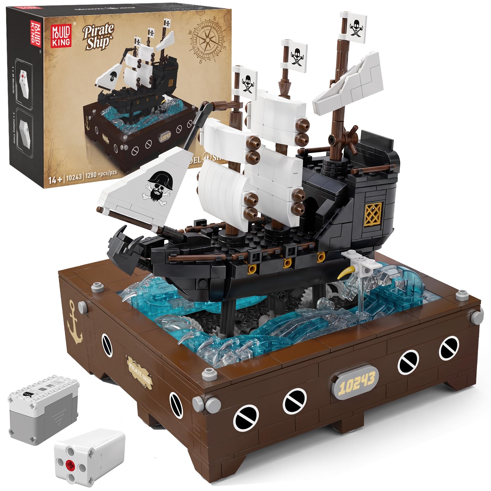 Mould King 10243 Piratenschiff-Bausatz, dynamisches Spielzeug, 1280 Teile | Bausatz ab 14 Jahren, Sammlermodell für Erwachsene