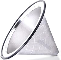 Vista 8 de Filtro de café compatible con Hario V60 - Gotero de café reutilizable de acero inoxidable con base de metal ancha - Filtro de café sin papel
