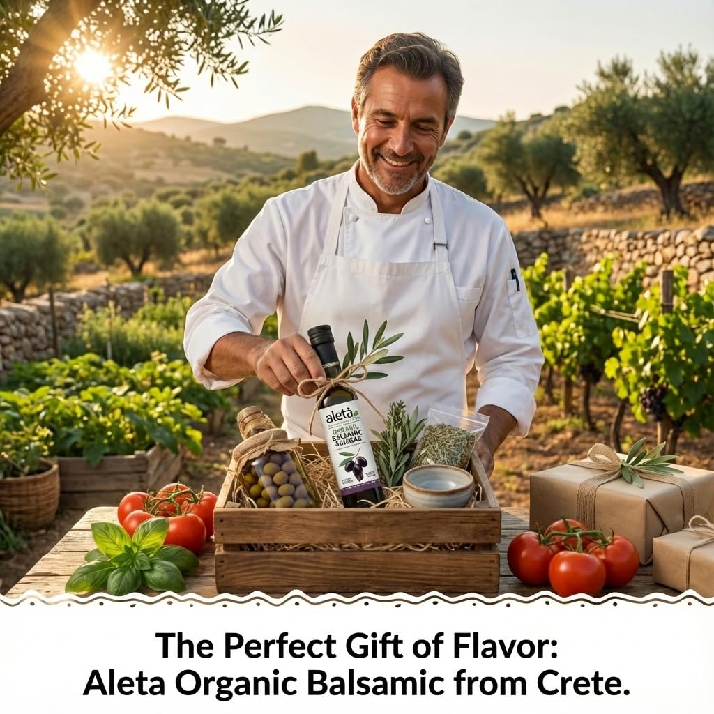 Aleta Farms Greek Balsamic Vinegar, USDA Organic, Perfect for Salad Dressings, Pasta, Desserts, Glass Bottle, 8.45 fl oz (Original)